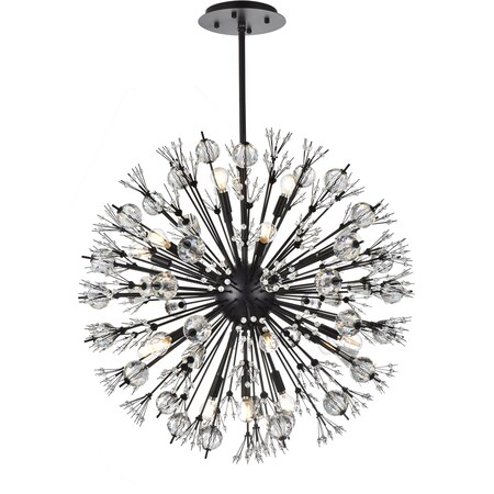 Vera 32 Inch Crystal Starburst Round Pendant In Black